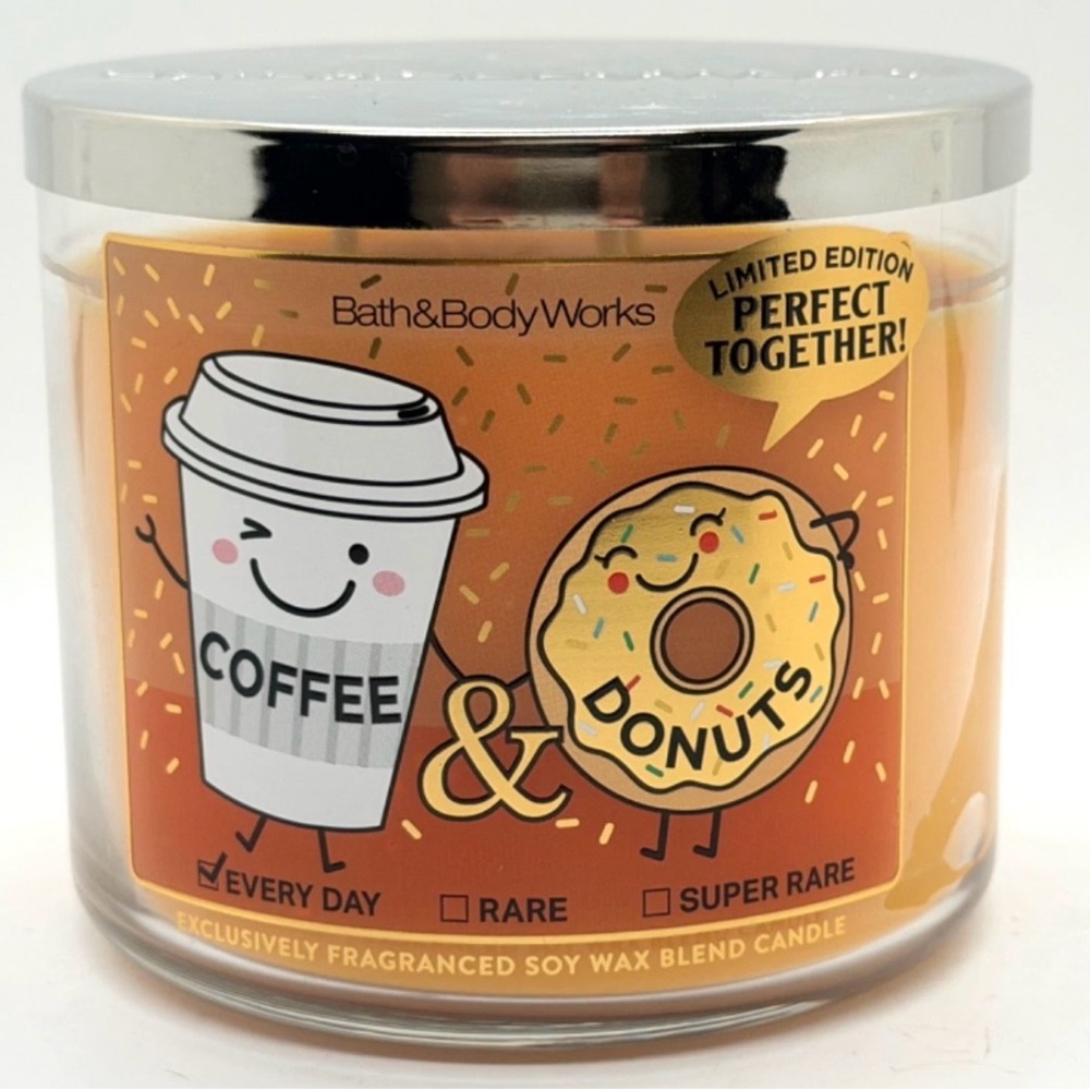 Bath & Body Works Limited Edition PERFECT TOGETHER Coffee & Donuts 3 Wick Candle
